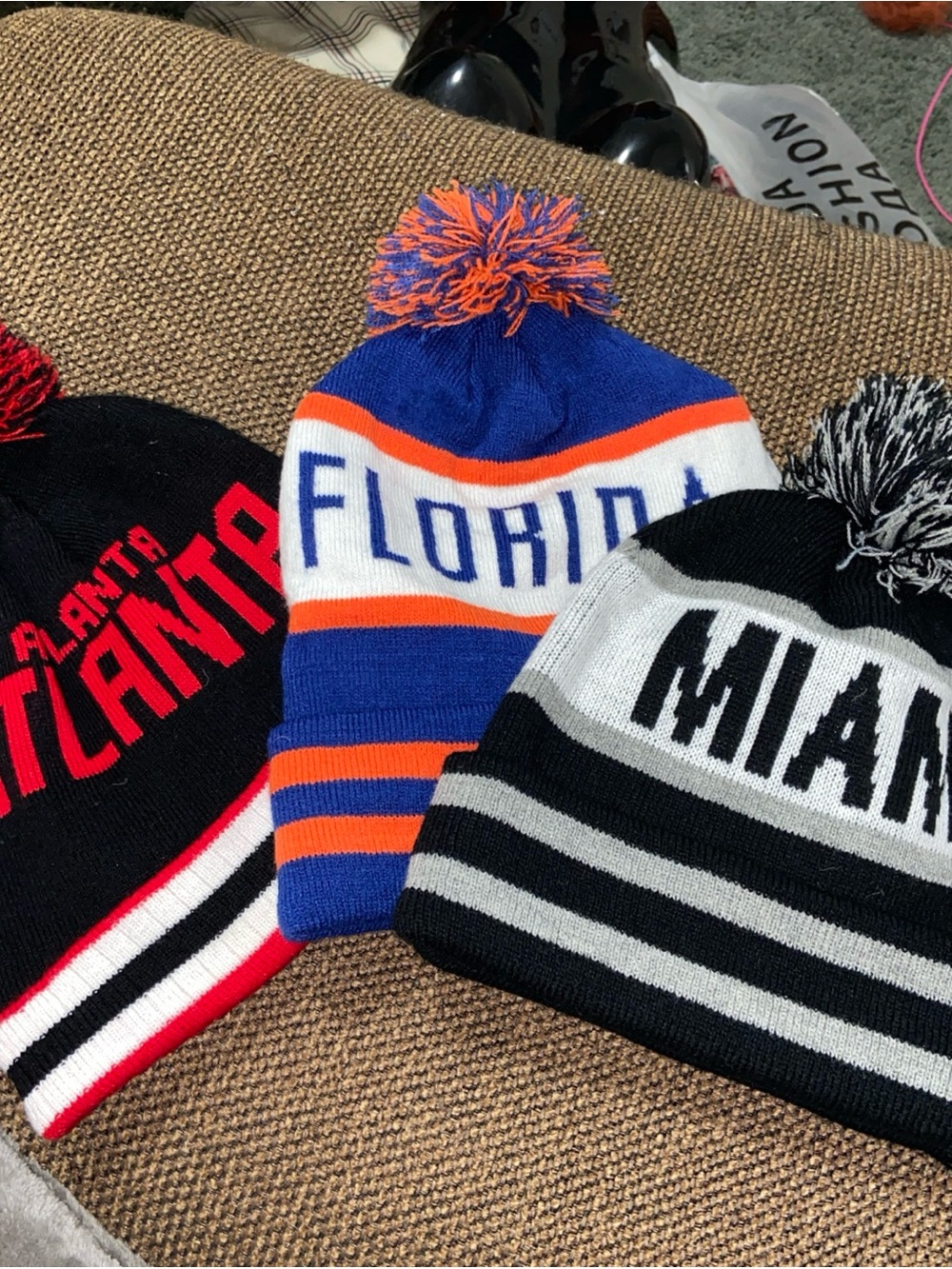Florida, Atlanta, and Miami Pom Beanie -